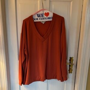 Orvis Women's V-Neck Long Sleeve Top - Rust